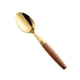thumbnail image 1 of XmhyTop Cuchara con mango de madera retro, cucharas para servir de acero inoxidable, cuchara de madera para la cena, dorada con mango marrón, 4 piezas, 1 of 5