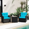 thumbnail image 4 of Costway Ensemble de Mobilier de Patio 3 Pcs avec Table Basse en Verre Trempé Coussins Lavables Turquoise, 4 of 10