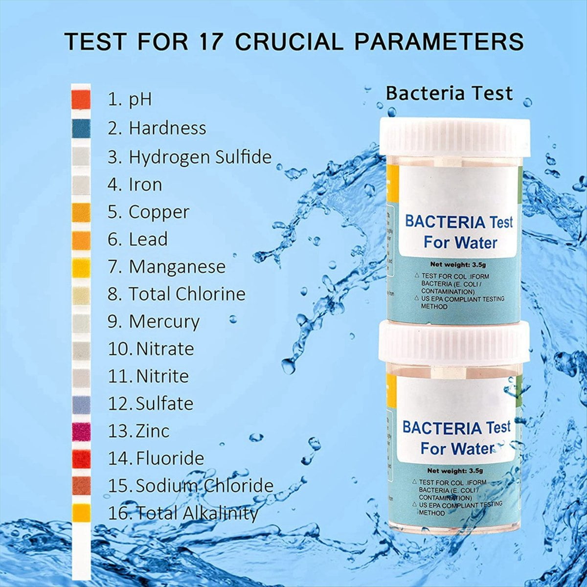 5X 17-In-1 Complete Water Test Kit for Home,500 Strips + 10 Water Testing Kits for Drinking Water Easy Testing, PH, Lead