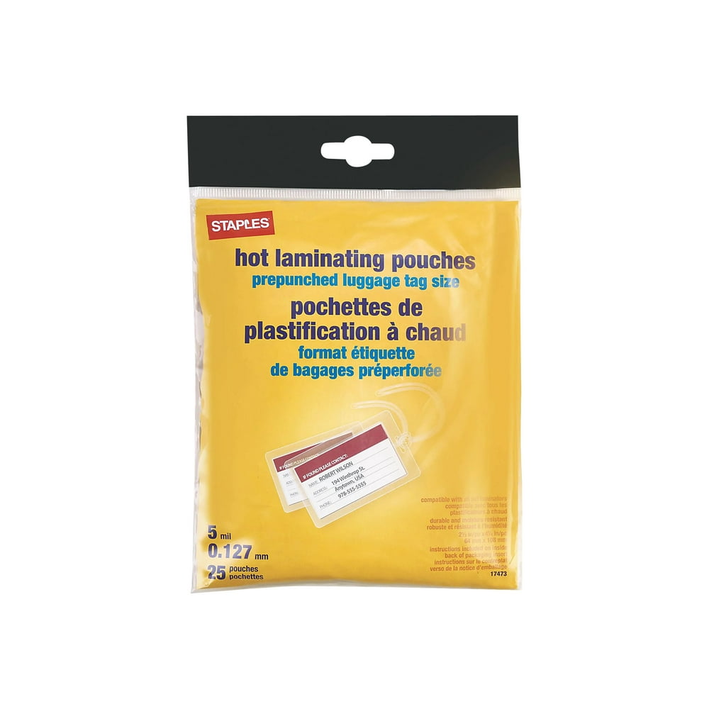 Staples Staples Luggage Tags 25pack clear 2.5 in x 4.25 in