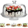 Extra Large (12") 6 in 1 Cake Stand with Dome Lid Multifunctional Serving Platter and Cake Plate, Salad Bowl/Veggie Platter/Punch Bowl/Desert Platter/Chips & Dip - BPA Free