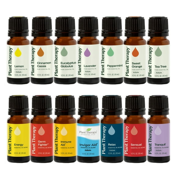 Plant Therapy Essential Oils 7 & 7 Set - 7 Single Oils & 7 Blends 10 mL (1/3 oz)