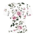 thumbnail image 5 of LEKWK Short Sleeve Crop Tops for Women Loose Fit Floral Printed Casual Shirts Crew Neck Lightweight Comfy Summer Tops Fashion Beach Vacation Outfits, 5 of 5