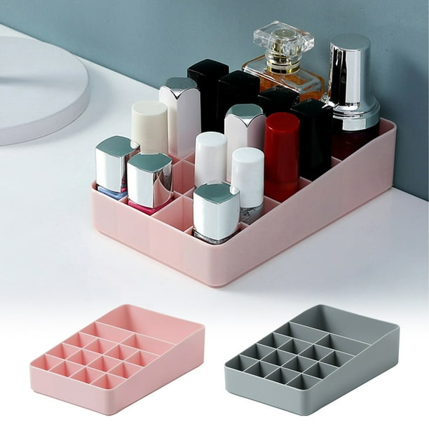 Caja organizadora de pintalabios Clear View con compartimentos inclinados para maquillaje, joyería y esmalte de uñas - Almacenamiento de sobremesa para objetos pequeños