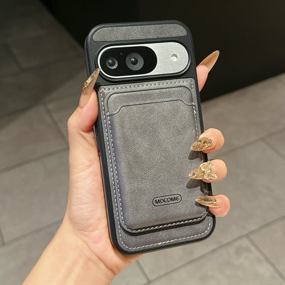 for Google Pixel 10 / 10 Pro Detachable Magnetic Card Bag   Back Case, Men Women Premium PU Leather Classic Ultra Slim Drop Protective Durable Phone Cover for Google Pixel 10 / 10 Pro, Gray