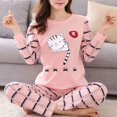 thumbnail image 2 of Conjuntos de pijamas para mujer, primavera otoño, camiseta de manga larga + pantalones, traje de 2 piezas, ropa de dormir de dibujos animados para mujer, ropa informal para el hogar, 2 of 5