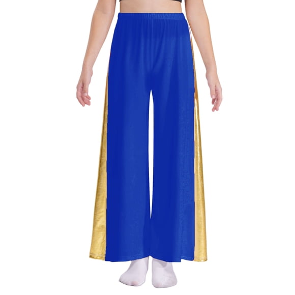 Venjoe Unisex Kids Girls Wide-Leg Palazzo Pants High Waist Celebration of Spirit Praise Dance Pants Blue 8