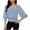 Light Blue, variant on Srogem Womens Puff Sleeve Shirts Trendy 3/4 Sleeve Loose Fit Work Blouses Dressy Casual Elastic Waist Babydoll Tops