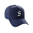 thumbnail image 2 of Daxton Structured Baseball Hat Cap Curved Visor Old English Font Alphabet A to Z, Navy Hat White S, 2 of 4