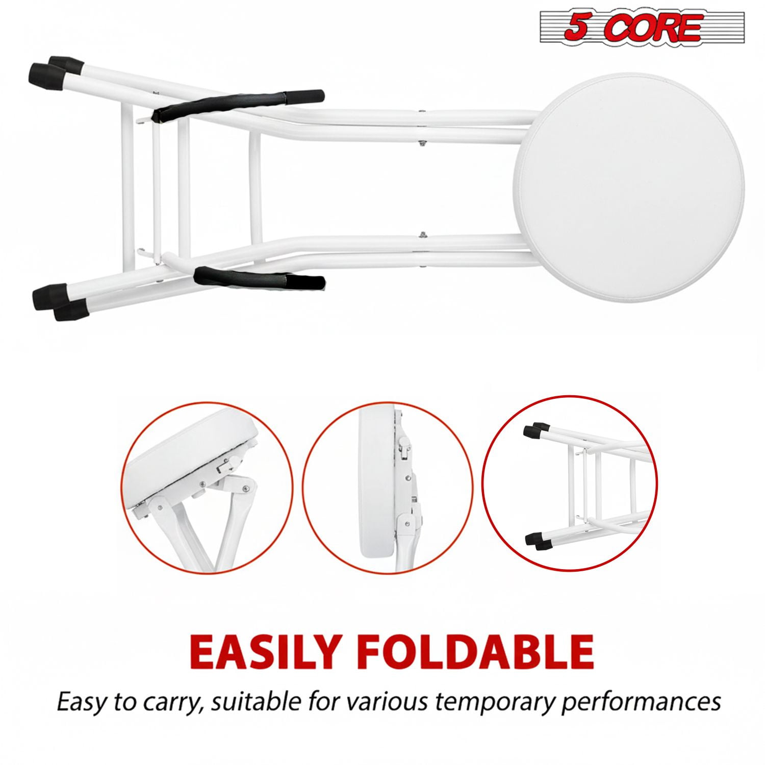 Guitar Stool with Built-in Neck Rest & Foot Rest, Foldable 3.15" Padded Chair Heavy Duty 350 lb Capacity, Portable Music Seat for Practice & Performance