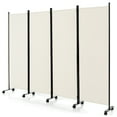 thumbnail image 1 of Costway 4-Panel Folding Room Divider 6FT Rolling Privacy Screen with Lockable Wheels White, 1 of 9