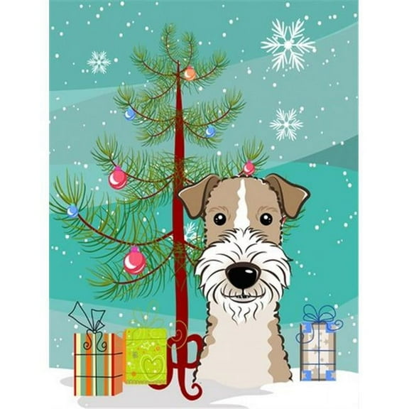 Christmas Tree And Wire Haired Fox Terrier Flag Canvas House Size