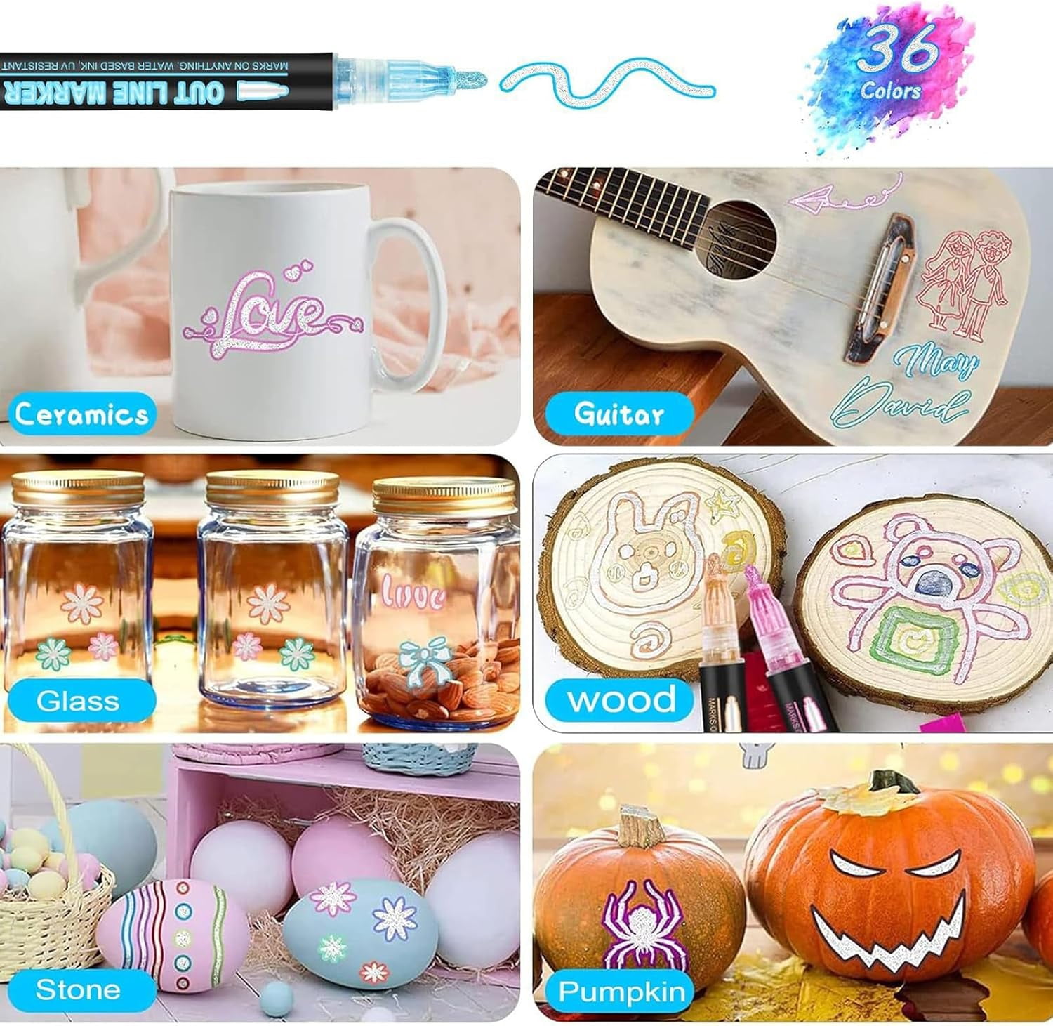 Coloring Lightstick Graffiti Highlighter Pens, Outline Markers Self-Outline Metallic Markers, Shimmer Markers Outline Double Line, for Drawing, Greeting Cards