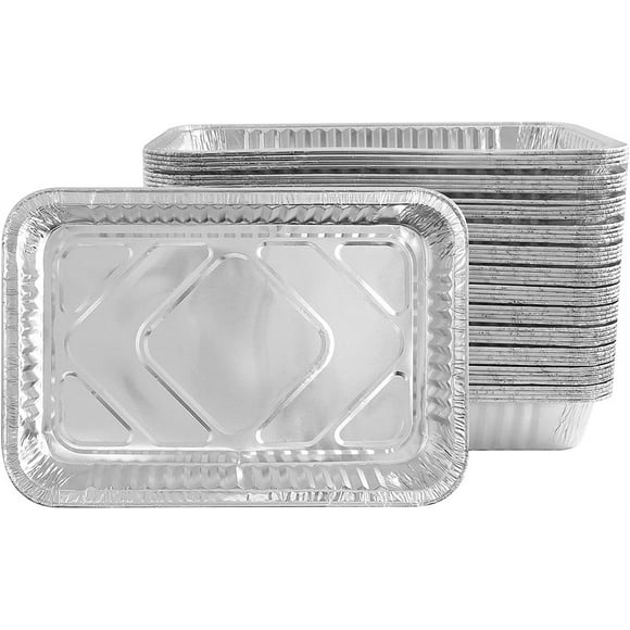 Casewin Aluminium Foil Trays 50 Pack Tin Foil Containers 2250ML Large Disposable Foil Trays for Baking BBQ Roasting Takeaway Cooking Freezer Storage Foil Food Containers (31.5x21.5x5cm)