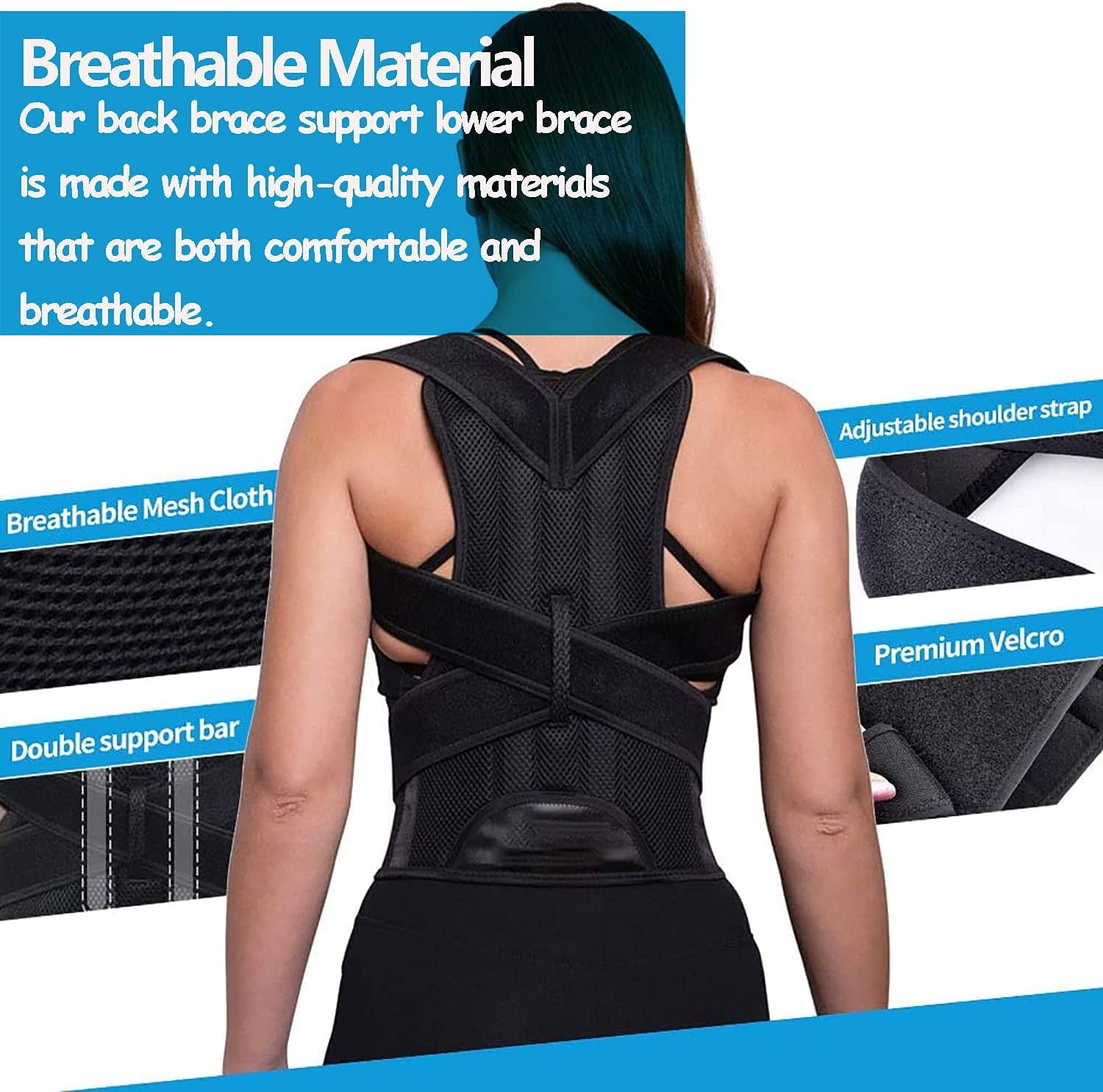 SLGHLSAHG Back Brace Posture Corrector for Men and Women,Adjustable Posture Back Brace Straightener Shoulder Upright Support Trainer for Body Correction and Neck Pain Relief (Large) A13738