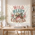 thumbnail image 5 of WILD HEART COWGIRL on Ivory Background, Playful Rustic for Western Decor Enthusiasts, Western Cowboy Desert Art, Birthday Gift, Tapestry Wall Hanging for Bedroom and Living Room, 5 of 7