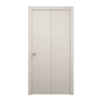 Sliding Closet Bi-fold Doors 56 x 80 inches | Ego 5000 Painted White Oak | Sturdy Tracks Moldings Trims Hardware Set | Wood Solid Bedroom Wardrobe Doors