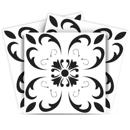 HomeRoots 555891 12 x 12 in. Black & White Delia Peel & Stick Removable Tiles