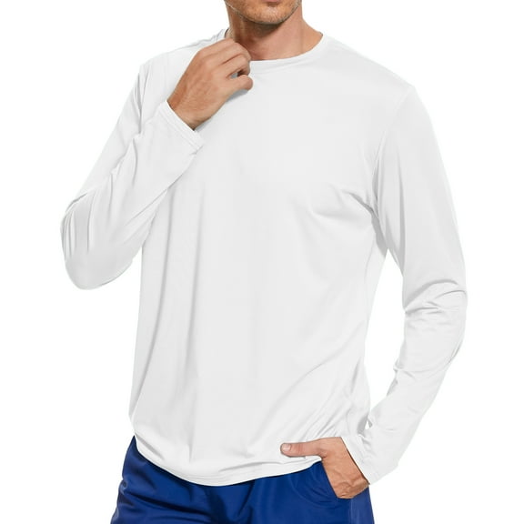 Men’s UPF 50 Quick Dry Long Sleeve Shirt Moisture Wicking Lightweight Hiking Tee for Outdoors Activities Fishing Running
