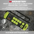 Monster Heavy Duty Power Strip Surge Protector, 8 PlugIns, 2 USB Ports