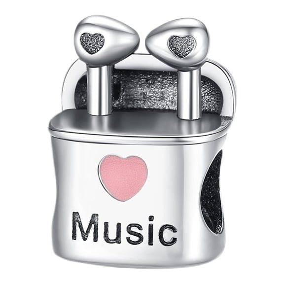 ROSIANNA 925 Sterling Silver Love Music Headphones Women Bracelet Necklace Bead Charms