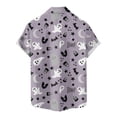 thumbnail image 5 of Mens Halloween Shirt Stylish Cartoon Pumpkins Ghostfaces Printed Short Sleeve Button Down Lapel Tops Comfortable Daily Wear Shirts for Men Light Purple XXL, 5 of 5