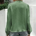 thumbnail image 5 of AXXD Green Basic Sexy Tops for Women 2024 Lace Early Spring Dress Solid Color Bubble Sleeve Blouse Long Sleeve Standing Collar Top, 5 of 7