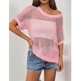 thumbnail image 4 of Zeagoo Swimsuit Coverup for Women Crochet Sweaters Tops Lightweight Short Sleeve Crew Neck Summer Clothes, 4 of 5