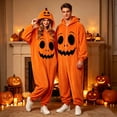 thumbnail image 2 of Curuila Halloween Adult Jumpsuit Zip Up Hallowmas Pumpkin Hooded Flannel Pajamas For Women And Men Party Comfort Loungewear Jumpsuit Size L, 2 of 5