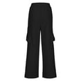 thumbnail image 5 of Lenpel Wide Leg Cargo Pants for Women Loose Elastic High Waisted Casual Trousers Fashion Baggy Comfy Lounge Pants, 5 of 5