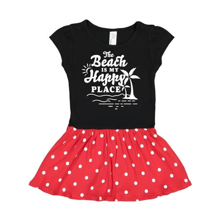 

Inktastic The Beach is My Happy Place with Palm Trees Gift Toddler Girl Dress