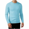 thumbnail image 2 of Smsaxvxz Men's Knit Sweater Slim Fit Crew Neck Long Sleeve Lightweight Pullover Tops Casual Fall Winter Clothing 2026 Sky Blue 2XL, 2 of 6