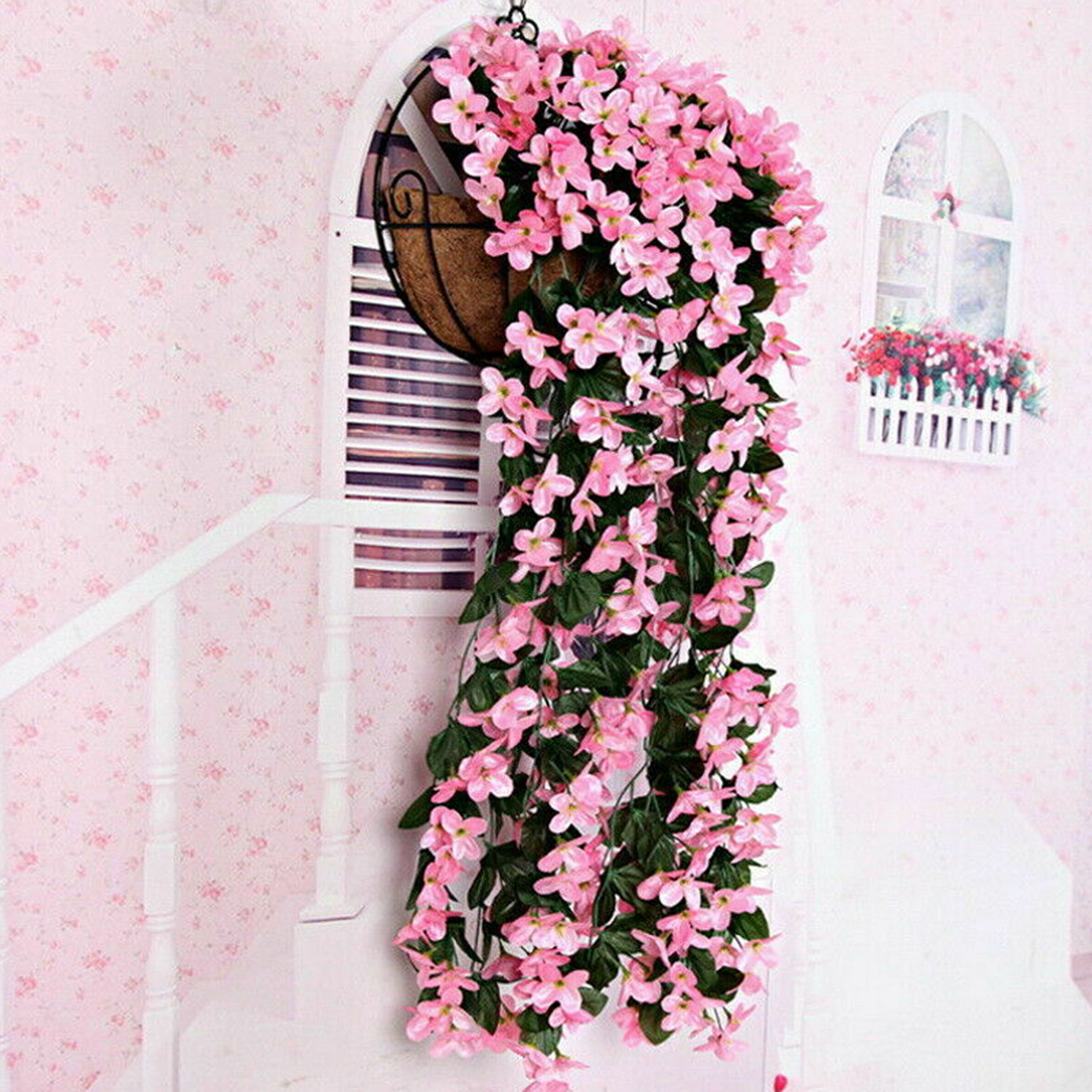 Artificial Violet Hanging Flowers Vines Plants Home Garden Indoor ...