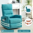 thumbnail image 2 of Leumius Recliner Chair,360° Swivel Rocking Recliner Chairs,Manual Glider Rocking Chair for Small Space,Nursery,Home Theater,Blue, 2 of 9
