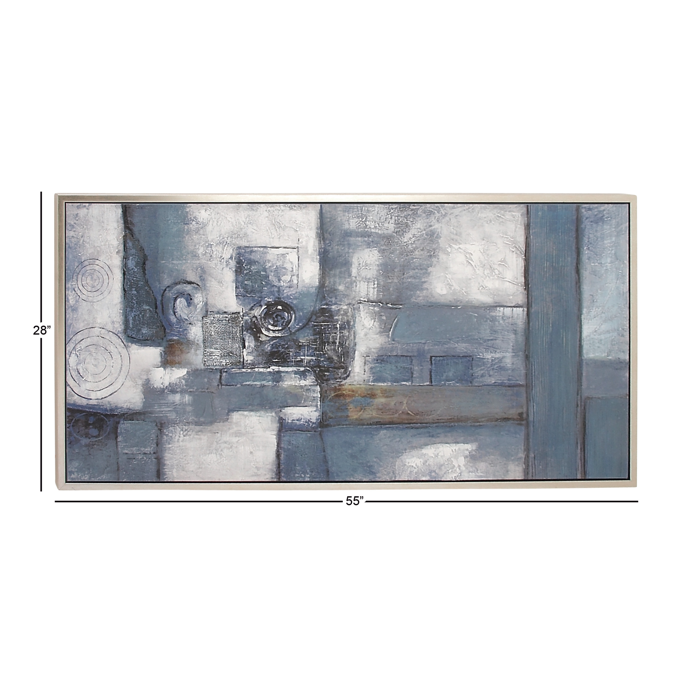 55" x 28" Geometric Framed Wall Art with Silver Frame, by DecMode