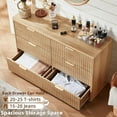 thumbnail image 5 of 6 Drawer Dresser for Bedroom, 48" Width Fluted Wood Chest of Drawer with Golden Embedded Handles for Living Room, Natural Oak, 5 of 9