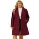 thumbnail image 1 of Women's Plus Size Winter Coats Elegant Notched Lapel Single Breasted Trench Coat Wine Red 2X, 1 of 7