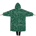 thumbnail image 2 of Oversized Wearable Blanket Hoodie,Math Equations Chalkboard Formulas Green Pattern Sherpa Blanket Hoodie with Super Pockets,Super Warm Fuzzy Pullover for Women & Men, 2 of 6
