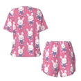 thumbnail image 6 of Wukai Rabbit Holding Flowers Women's Pajama Set,Short-Sleeve Top and Shorts with Elastic Waistband and Pockets for Loungewear, Yoga, and Casual Wear-Medium, 6 of 8