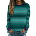thumbnail image 2 of Trendy Queen Oversized Sweatshirt For Women 2024 Fall Winter Round Neck Striped Printed Shirts Long Sleeve Loose No Hood Sweatshirts Y2K Outfits Black S, 2 of 5
