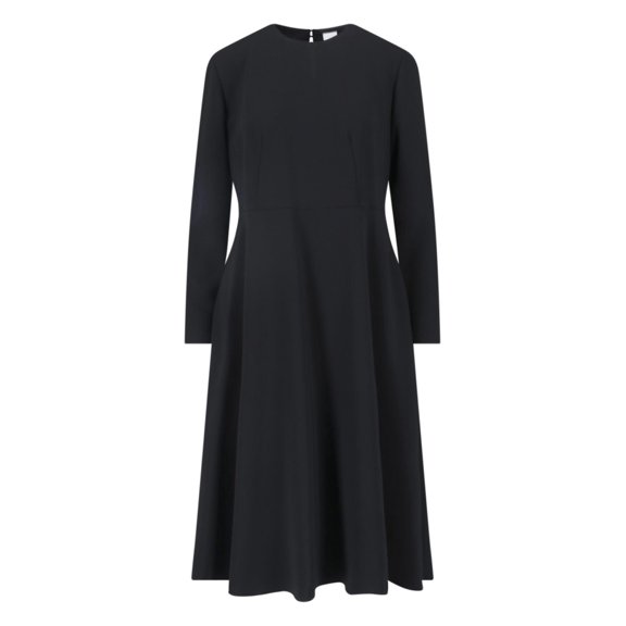 Aspesi Black Fabric Crewneck Midi Dress (Women's)