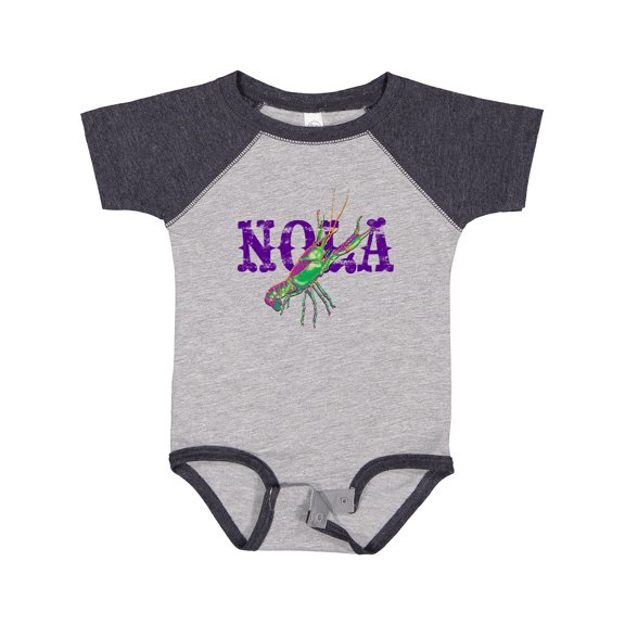 Inktastic NOLA Mardi Gras Crayfish in Purple Boys or Girls Baby Bodysuit