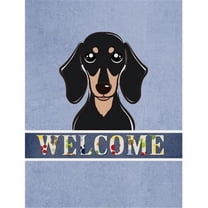 Caroline's Treasures BB1401GF Smooth Black and Tan Dachshund Welcome Flag Garden Size , Small, multicolor