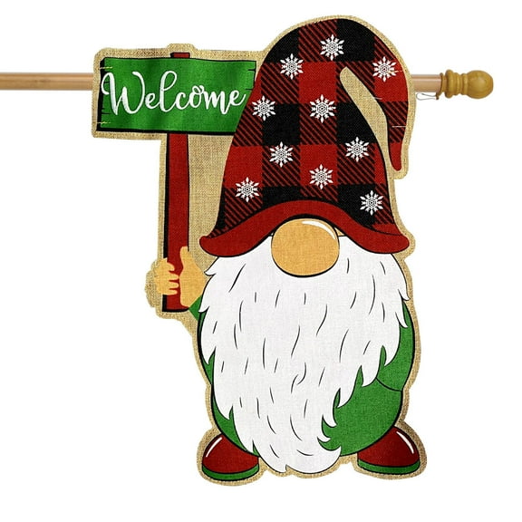 Briarwood Lane Holiday Gnome Burlap Christmas House Flag
