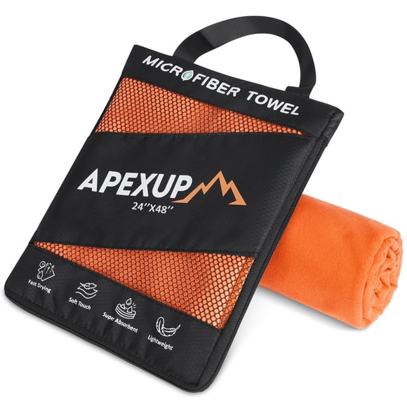 Toalla APEXUP de microfibra de secado rápido, 122 x 61 cm, color naranja