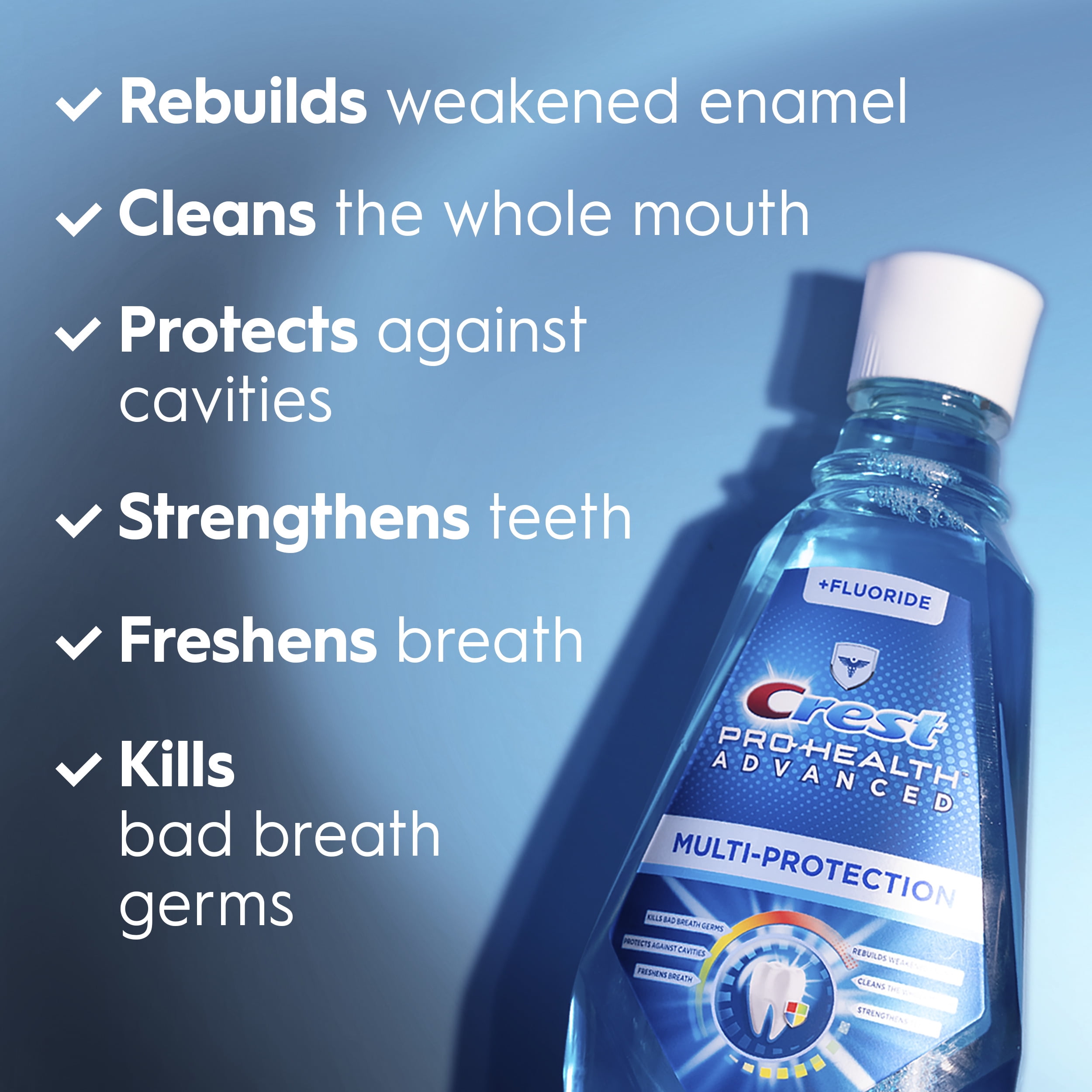(6 pack) Crest Pro-Health Advanced Multi-Protection Alcohol Free Mouthwash, Fresh Mint, 1 L