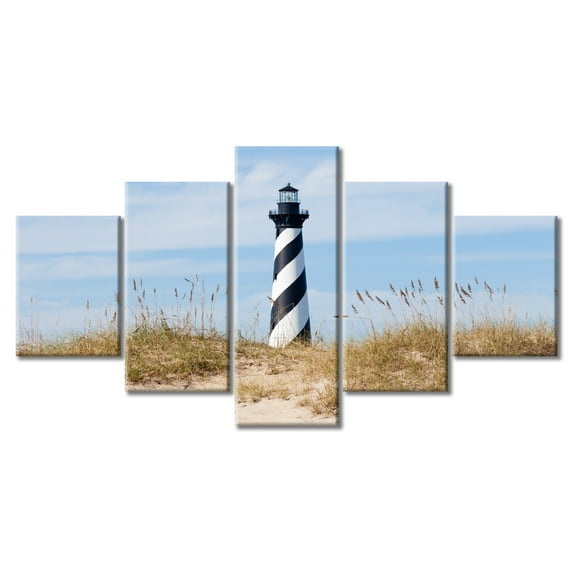 TISHIRON 5PCS Framed Canvas Wall Art Set,60"x32" Cape Hatteras Lighthouse Canvas Art Decor