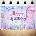 thumbnail image 5 of Mermaid Backdrop,Kids Birthday Photograph Backdrop,Girl Birthday Party Background,Happy Birthday Backdrop Coralline Bday Backdrop for Girls Birthday Mermaid Theme Birthday Party Decor 8X6FT, 5 of 5