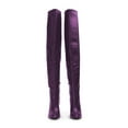 thumbnail image 3 of FSJ Women Sexy Chunky Thigh High Heel Back Lace Up Over The Knee Boots Almond Closed Toe Side Zipper Boots Wide Calf Dress Shoes Size 7.5 Purple, 3 of 4