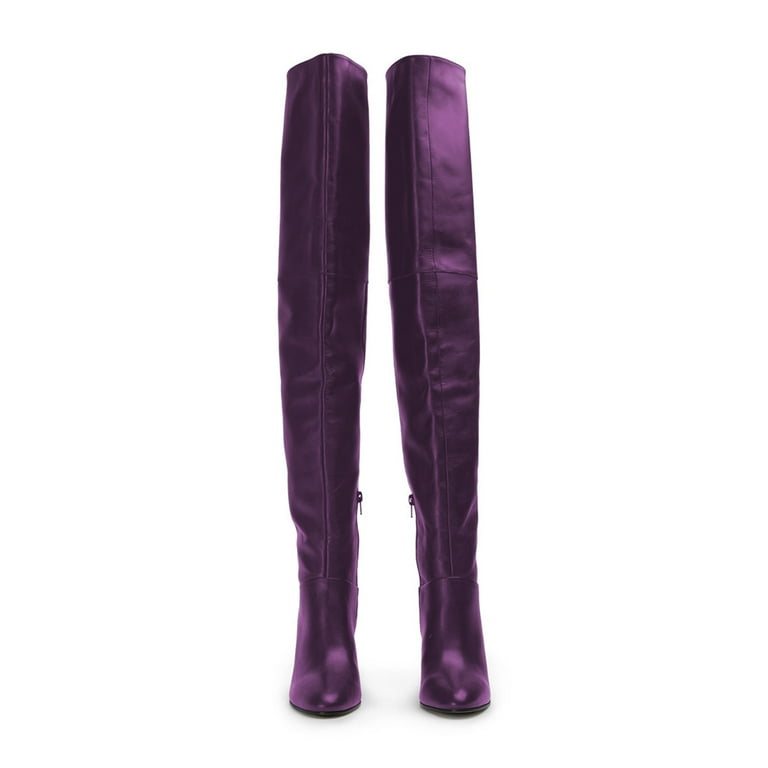 FSJ Women Sexy Chunky Thigh High Heel Back Lace Up Over The Knee